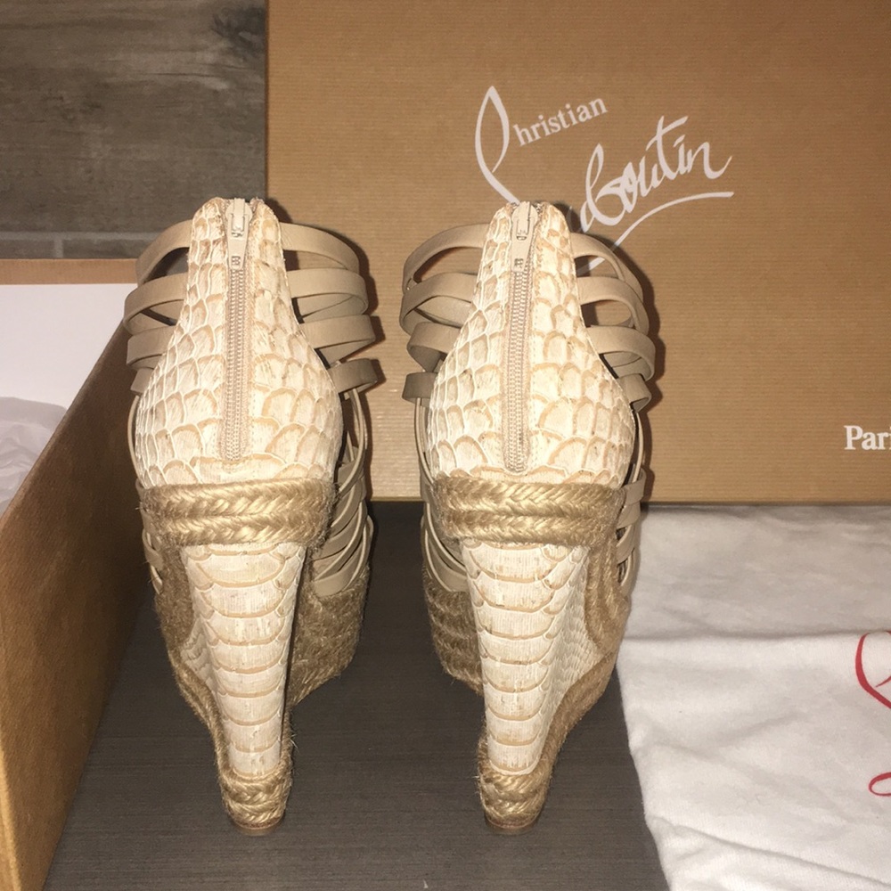 Christian Louboutin Beige Wedge Heels - Picture 3 of 4
